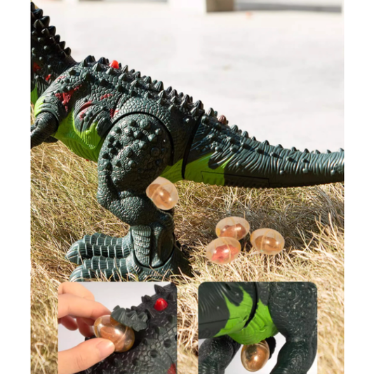 Riaumojantis dinozauras – vaikščiojantis, švytintis ir purškiantis garus žaislas