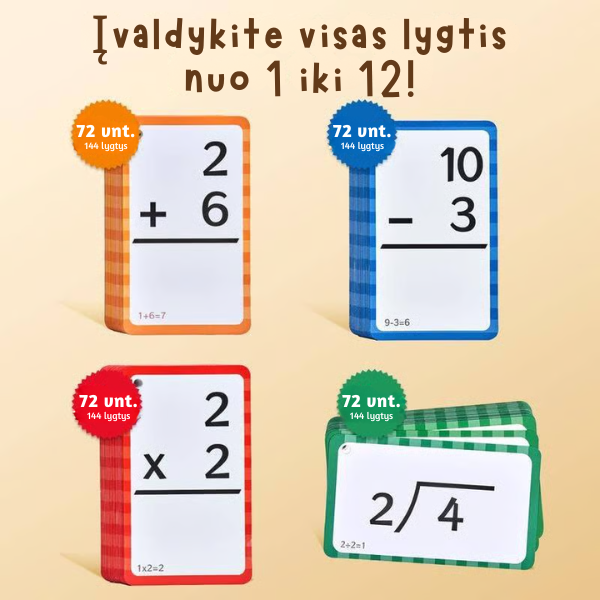 Lavinamoji matematikos lentelė su užduočių kortelėmis