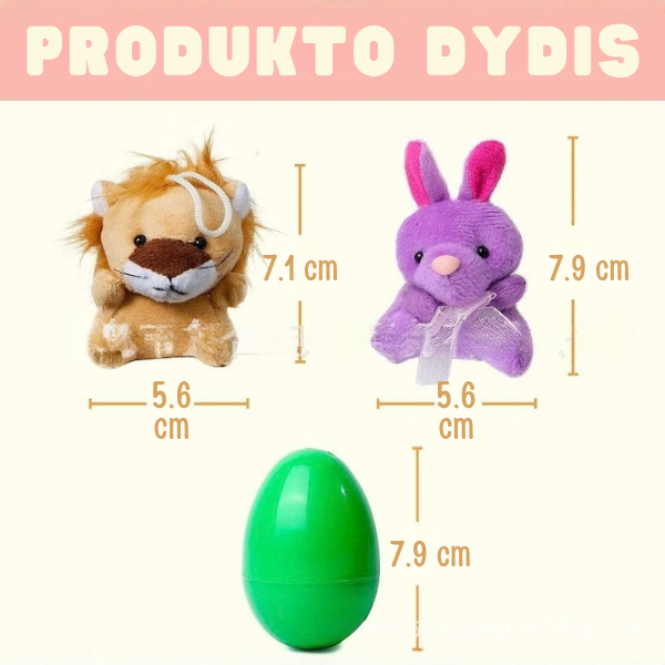 Velykiniai kiaušiniai su pliušiniais žaisliukais viduje