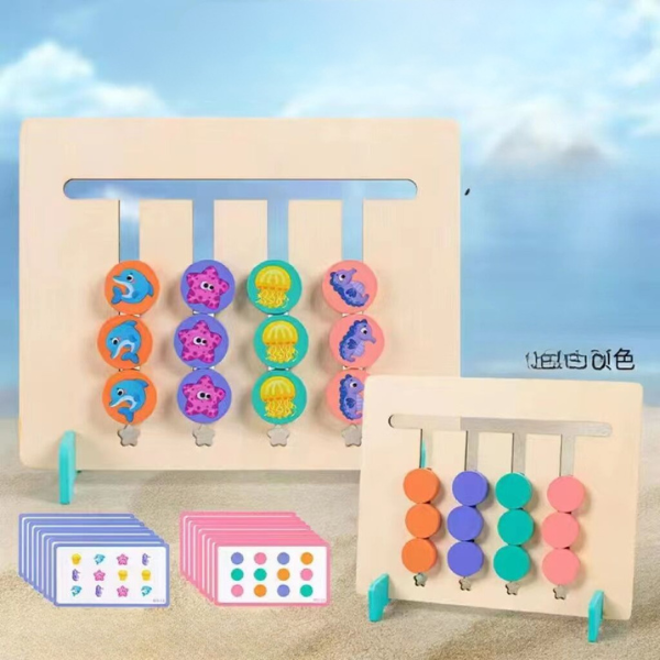 Medinis Montessori spalvų ir raštų dėliojimo žaidimas