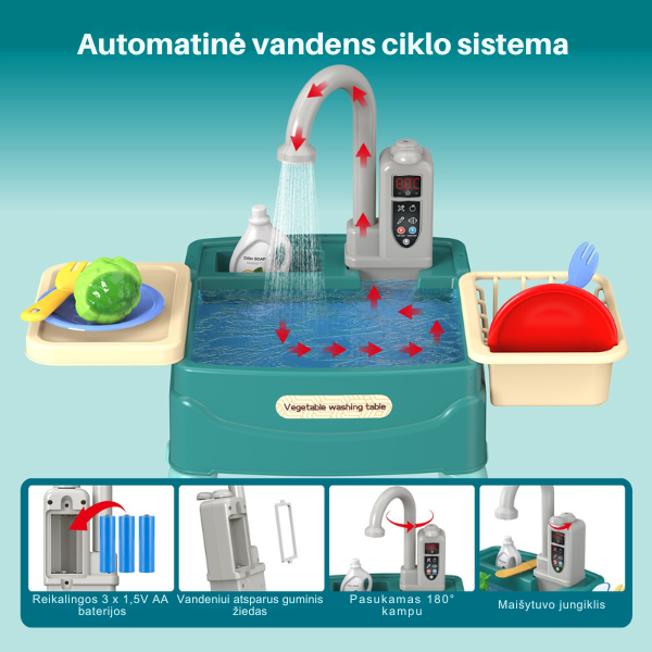 Žaislinė virtuvėlė su magišku čiaupu