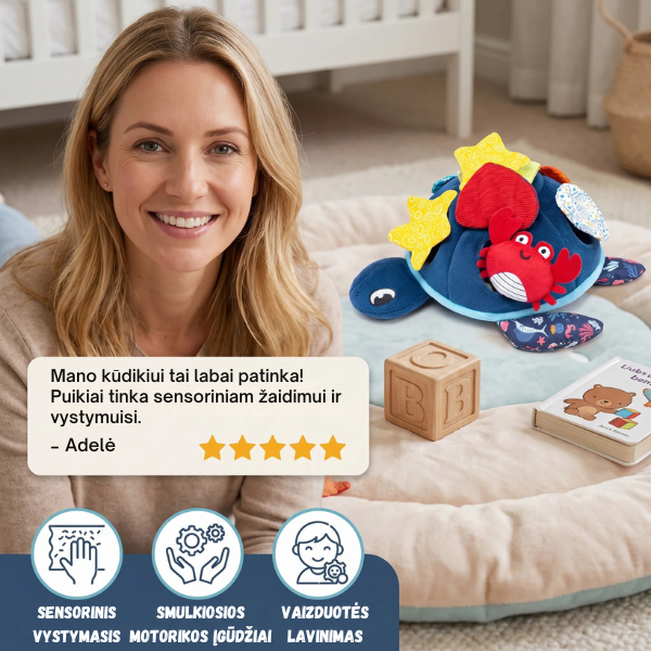 Montessori sensorinis žaislas - vėžliukas mažyliams