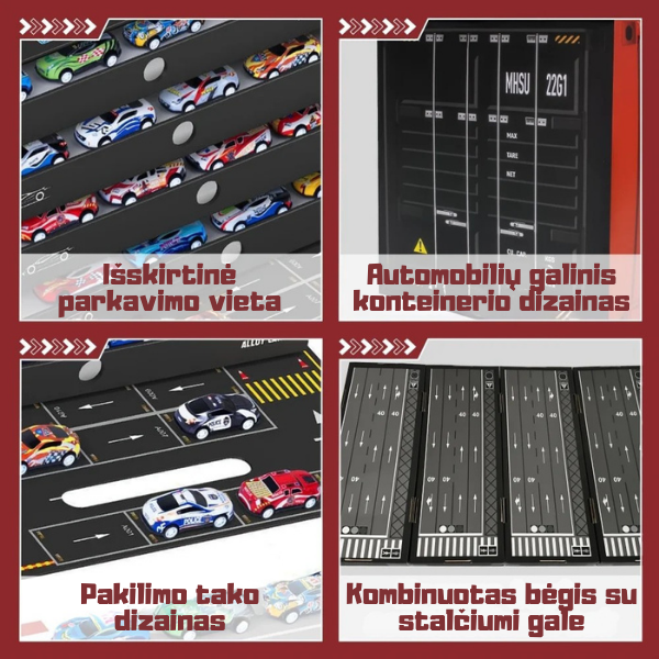 48 greitos lenktyninės mašinėlės su garažu