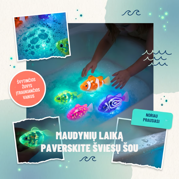 LED plaukiojančios žuvytės voniai – 4 vnt.