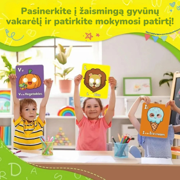 Abėcėlės kortelės su gyvūnais