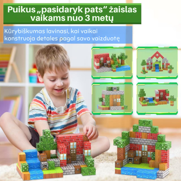 MINECRAFT magnetinių blokų rinkinys