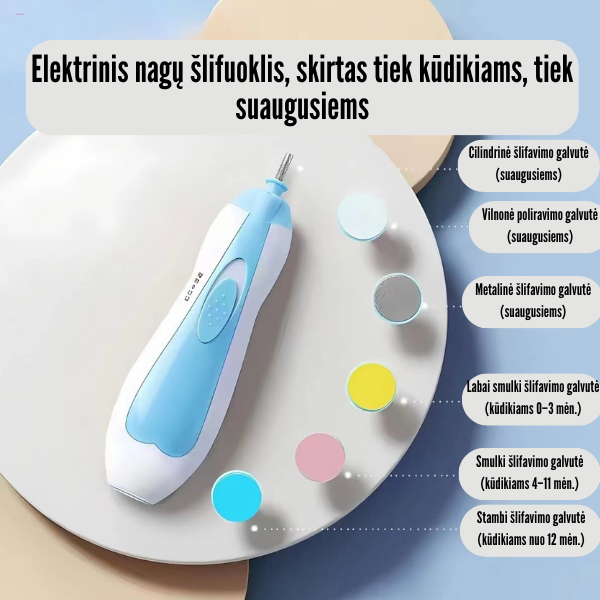 Elektrinis kūdikių nagų priežiūros rinkinys