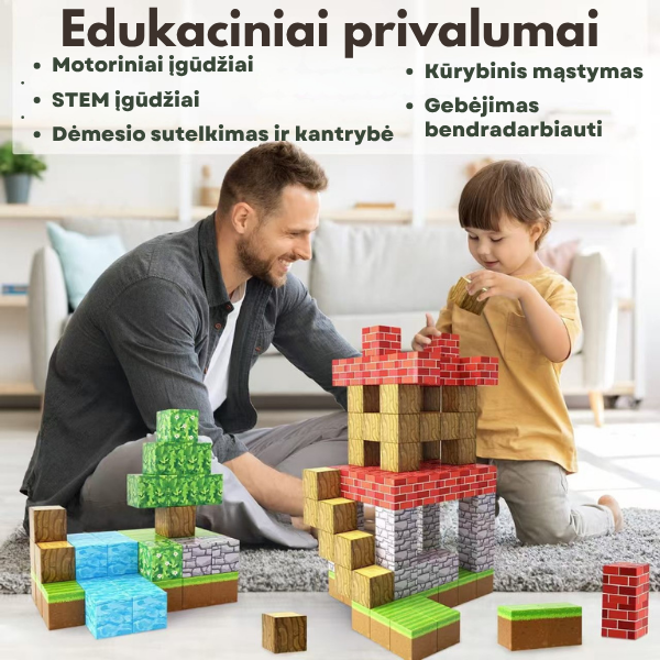 MINECRAFT magnetinių blokų rinkinys