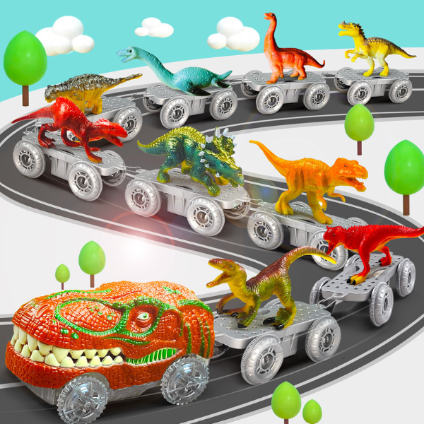 Šviečianti dinozaurų lenktynių trasa