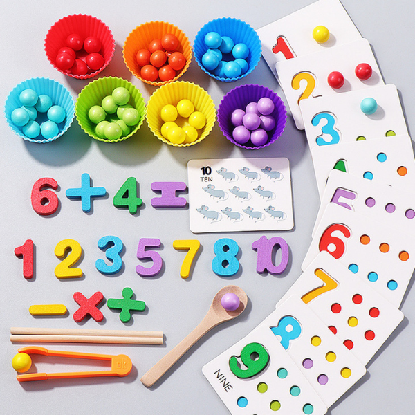 Montessori skaičių ir spalvų rūšiavimo žaidimas