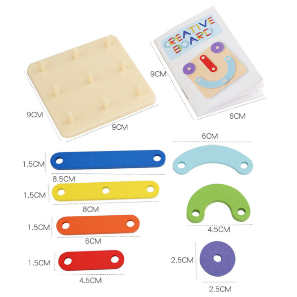 Medinė lavinamoji lenta vaikams – raidės, skaičiai ir formos