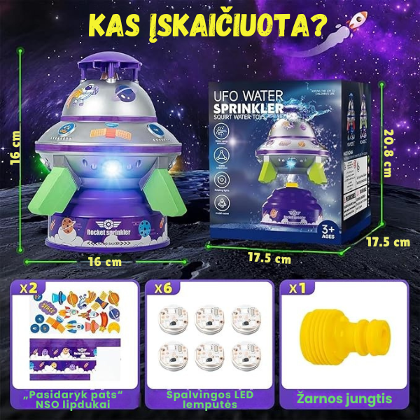 Vaikiška vandens raketa su fontano efektu – sodo purkštuvas vaikams