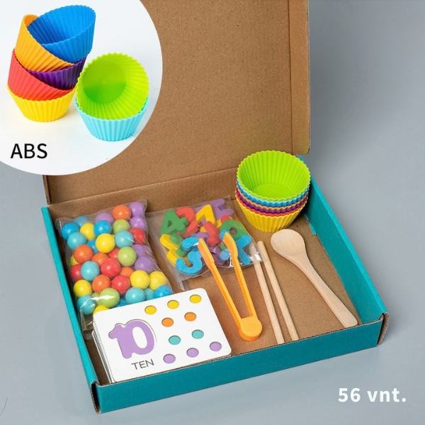Montessori skaičių ir spalvų rūšiavimo žaidimas