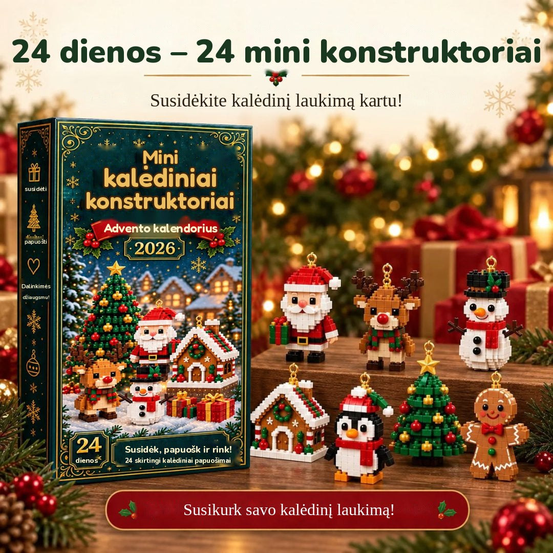Advento kalendorius su 24 mini konstruktoriais – kalėdiniai papuošimai