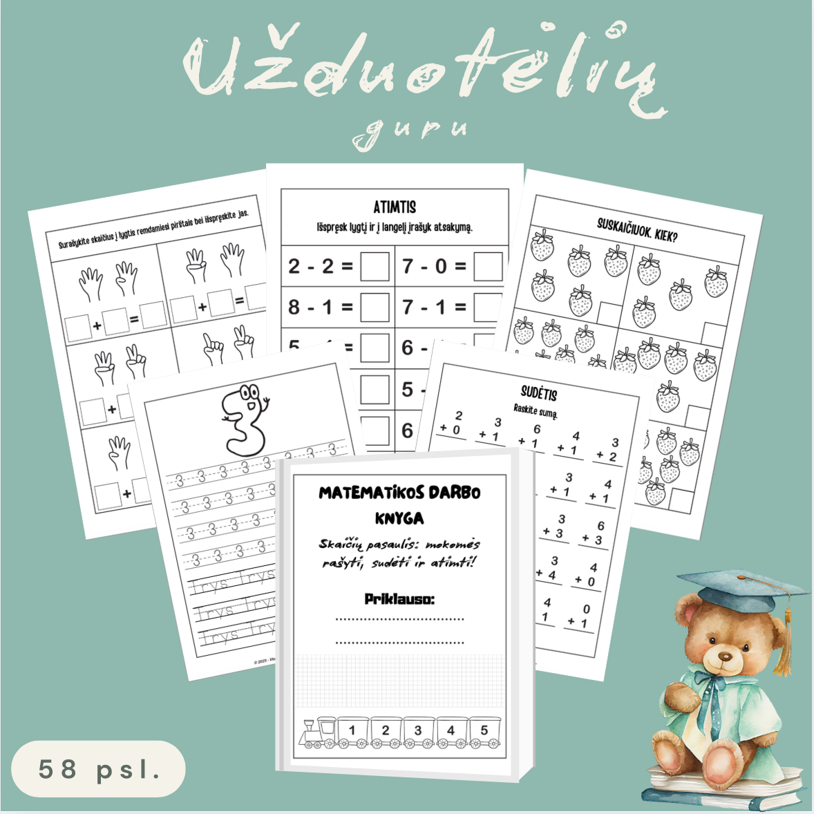 Skaičių pasaulis: mokomės rašyti, sudėti ir atimti!