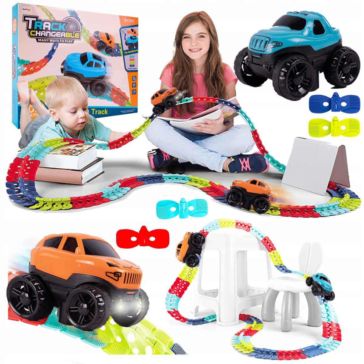 Antigravitacinė lanksti automobilių trasa su automobiliu