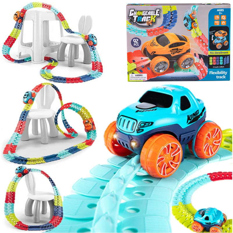 Antigravitacinė lanksti automobilių trasa su automobiliu