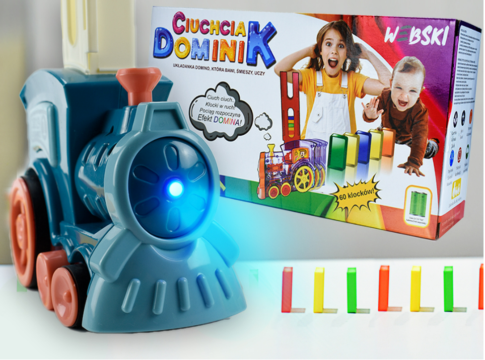 Automatinis domino kaladėlių traukinys